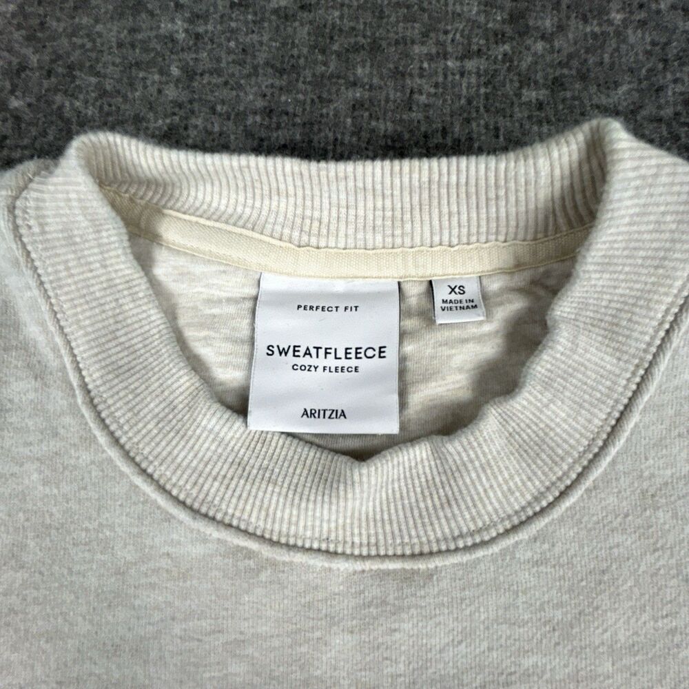Aritzia Fleece Perfect Crew Sweatshirt Women's XS Cozy Fleece Ivory White Lounge - Picture 4 of 9